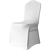 White Spandex Chair Cover with Flat Front Stretch Fabric Removable Washable Protective Cover for Wedding, Banquet, Ceremony,