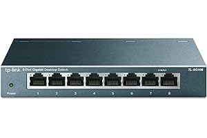 TP-Link TL-SG108 8-Port Gigabit Ethernet Switch, 10-100-1000 Mbps Network Switch, Green Ethernet Technology, Supports QoS, IGMP LAG, Desktop/Wall-Mount, Steel Case