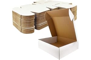 Giftgarden Caja de Cartón Kraft 17.8x12.7x5.1cm, Color Blanco, Cajitas de Carton Corrugado para Envíos, 25 Unidades