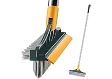 FIGMENT 3 in 1 Cleaning Scrub Brush Multifunction Grout Brush Scrape with Long Handle V-Shape Stiff Bristle Squeegee Brush Sc