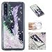 Produktbild LeviDo Huawei P20 Pro Hülle Silikon Transparent 3D Flüssig Glitzer Mode Kreatives Design Wasser Durchsichtig mit Muster Neu Bling Liquid Handyhülle Case Cover Huawei P20 Pro, Violette Feder