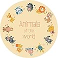 OUTGYM Kid Play Round Mat Kid Space Round Rug Child Bedroom Carpet with Animal Sealife Pattern Rug Child Gift Lightweight Non-slip Washable 120 X 120 Black