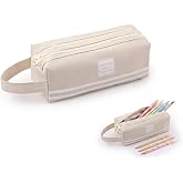 KOHVAN Small School Pencil Case, School Pencil Case 2 Compartments, Oxford Fabric Pencil Case with Double Zipper, Stationery