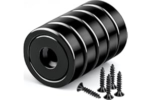 KEUKENKET Neodym Magnete Extra Stark mit Loch 10kg,20mm Magnet zum Anschrauben Topfmagnet Magnete Extra Stark mit Schrauben für Werkstatteinrichtung Zubehör 5 Stück