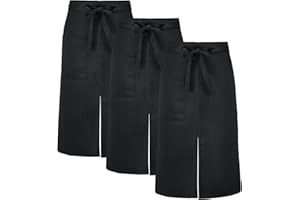 FunChaos 3 Pack Black Waist Apron, Plus Size Work Apron with 2 Pockets, Half Apron for for Waitress Server Chef, Men and Women Apron Perfect for Cooking Cleaning Painting Gardening Bistro Restaurant