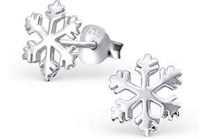 Monkimau Mädchen Ohrringe Schneeflocke Ohrstecker aus 925 Sterling Silver Silber