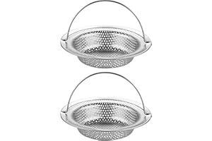 KLOP256 2 Stück Abflusssieb Edelstahl Verstopfungsschutz Küche Waschbecken Sieb Abfluss Spüle 11 cm mit Griff(Silber)