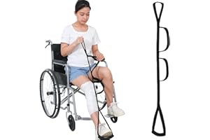 SIGANORPY 39 Inches Long Leg Lifter Hip Strap Replacement Rigid for Knee Surgery Recovery Foot Lifter Easily Get in and Out of Bed Car Wheelchair with Padded Loop for Hands and Feet (Black）