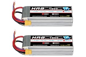 HRB POWER HRB 2pcs Batterie LiPo 1800mAh 6S 22.2V 50C avec XT60 au connecteur Deans T pour SAB380 Align 470 ALZRC Devil 380 480 Hélicoptère Avion Voitures Camion Buggy Truggy Drones Multicopter