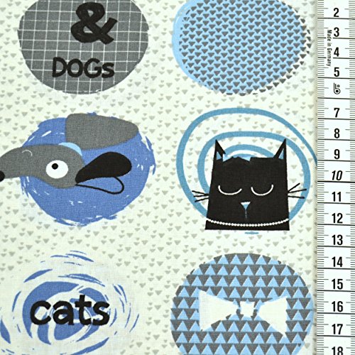 Baumwoll-Stoff „Cats & Dogs“ in zwei tollen Farben / 100% Baumwolle / Öko-Tex-Qualität / Meterware ab 50cm / FX 3-1 (Hellblau) - 4