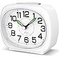 Neucox Silent Alarm Clocks Bedside Non Ticking Battery Powered Simple Analogue Alarm Clock Desk Clock with Light Snooze Large Numbers Quiet Bedroom Clocks for Heavy Sleepers Office Table