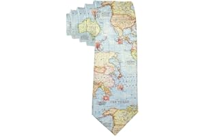 COLORFULSKY URTEOM Men's World Map Blue Travel Polyester Silk Casual Gentleman Tie Necktie Gift-One Size, Blue