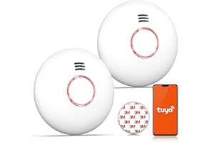 ANDYSSEY Czujnik dymu WLAN z uchwytem magnetycznym, czujnik dymu połączony z aplikacją, czujnik dymu, wymiana baterii EN 14604, 2 sztuki