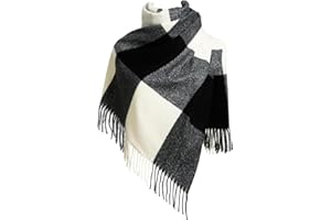 EONPOW Sciarpe da donna Sciarpe invernali Tartan Wraps Scialle lungo Tassel Stole Ladies Warm Scarf