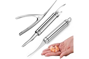 SVOCK 3 Pièces Decortiqueur Crevette, Eplucheur Crevette Tout en 1, Eplucheur de Crevettes en Acier Inoxydable, Éplucheur de Crevettes 5 en 1, Epluche Crevette pour Des Produits Tels Que Les Crevettes