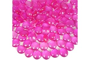 G&S homedeko 300Pcs Glass Pebbles,1.35kg Fuchsia Flat Marble Beads,Decorative Stones for Vases,Wedding Party,Aquarium Gravel,Art Craft,Flowerpot,Landscaping & Home Decor
