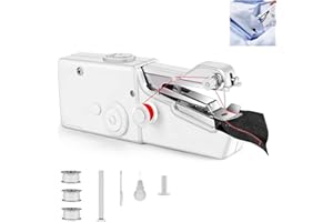 YWULY Handnähmaschine, Tragbare Mini-Nähmaschine, Kabellose Tragbare Elektrische Handnähmaschine Mit Nähzubehör für Anfänger, Nähen Geeignet für Kleidung, Vorhänge, DIY Home Travel(Weiß)
