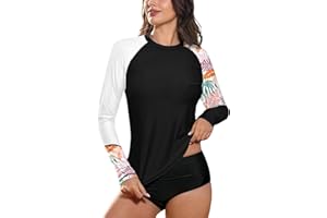 BesserBay Damen Surf Shirt Bademode Rash Guard UV Shirts Langarm Schwimmen Tankini UPF 50+ S-XXL