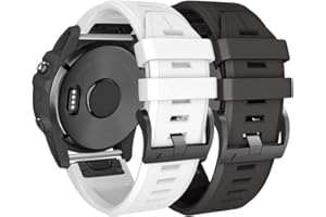 NotoCity Pasek kompatybilny z zegarkiem Fenix 5 o szerokości 22 mm, miękki silikonowy pasek do zegarka Fenix 5, Fenix 6, Fenix 6 Pro, Forerunner 935, Approach S60, Quatix 5, Czarny/biały, Klasyczny