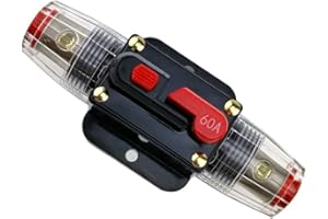 RKURCK 12V-24V DC 60 Amp Circuit Breaker, Fuse Holder, Inline Fuse Block For Car Audio Solar Inverter System Protection (60A)