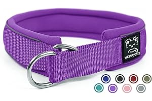 HEYDOGGY Weich Neopren Gepolstert Hundehalsband (4cm Breite) Reflektierend Hund Halsband mit Robust Nylon & Zugstopp, Bequem Zughalsband Dressurhalsband für Kleine Mittlere Große Hund Anti-Zug Walken S,Violett