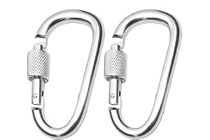 EHIOG Aluminum Alloy D-Ring,Heavy Duty Caribina Clip D Shape Keychain Hook Locking Carabiner Swivel Spring Clip,for Camping Hiking Fishing Outdoor, Fishing, Traveling
