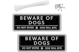 XERTEAM Lot de 2 panneaux « Beware of Dogs » de 24,9 x 8,9 cm en aluminium avec attaches zippées et vis, panneau d'avertissement « Do Not Enter » pour portail extérieur, mur et clôture