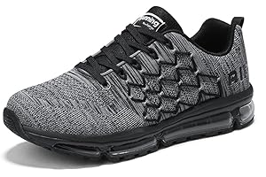 SNUGNAP Zapatillas Running Hombre Mujer Deportivas Air Zapatos Deportivos Transpirables Sneakers Calzado Deporte Correr Gimnasio Aire Libre Tenis Asfalto Negro Blanco EU 34-46