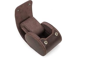 Hiram Watch Travel Case for 1 Watch Handmade Genuine Leather Watch Storage Box Removable Cushion Slot Mounting Design Portable Watches Travel Organizer