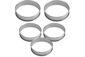 TIMJJG Lot de 5 cercles à gâteau double enroulement, moules à crêpes ronds, cercles à tarte en acier inoxydable, cercles à pâtisserie antiadhésifs, pour la cuisson, dessert, muffins, cuisine