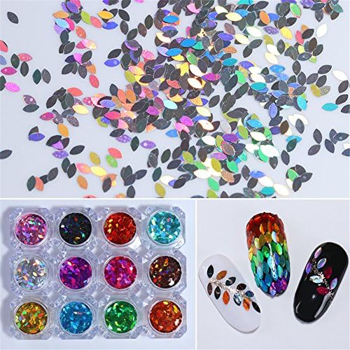 NicoleDiary 2g Flakes Holographic Marquise Glitter Sequins Paillette Nail Art Decoration 12 Colors