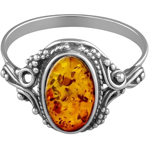 Anello ovale in ambra baltica - Argento 925 | The House of Amber