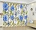 Produktbild 3D Verdunkelungs Fenster Vorhänge, Blaue Blumen und Schmetterling und weiße Kreise ,2er-Set Verdunkelungsgardine Für Wohnzimmer Schlafzimmer Küche,(1.015mx2.13mx2pcs)