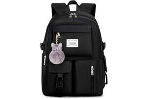 Ternbay Mochila Escolar Niña Mochila Portátil Mujer Bonita Mochila Escolar para Niña Negro