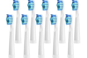 Cabezales de recambio para cepillo de dientes eléctrico Fairywill D7/D8/FW507/FW508/FW551/FW2011/FW917/FW959/FW515/Seago SG E9, con cerdas suaves (blancos, 10 unidades)