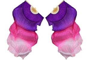 ‎P PRETTYIA P Prettyia Tanzfächer Bauchtanz Tanz Fächer Schleier Fächerschleier Schleierfächer Tanzbekleidung & Accessories - Lila + Rosig + Weiß