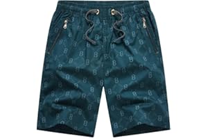 Bsrpolry - Pantaloncini da uomo estivi casual, classici, vita elasticizzata, con tasche, in cotone ad asciugatura rapida, per allenamento e corsa
