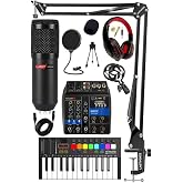 LASTVOİCE St&uuml;dyo Ekipmanları Midi Live Paket-1 Ses Kartlı Mikser Midi Klavye BM800 Mikrofon Kulaklık