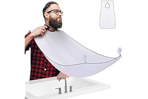 SIHUITU Shaving Bib Beard Bib Apron Beard Shaping Tool Beard Hair Clippings Catcher Trimming Accessories with Suction Cups Hair Nylon Beard Trimming Perfect Grooming Gift for Men Father Husband (White)
