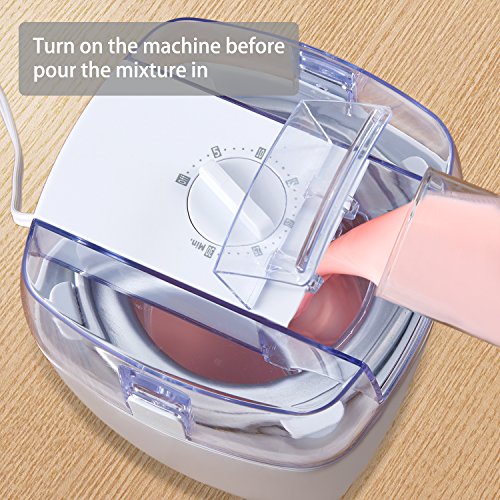 Aicok Eismaschine Eiscrememaschine, Joghurt Maschine und Sorbet Frieren Maschine, 3 in 1 Speiseeisbereiter , Softeismaschine für zu Hause, 1.5L Volumen mit Timer Funktion von 6 wählbare Zeiten, Eismaschine, Weiß - 3