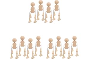EXCEART 12 Stk Kinderpuppen Hölzerne Wäscheklammerpuppen Kokeshi Puppen Selber Machen Roboter Unfertige Holzdekoration Selber Machen Lernspielzeug Gewöhnliche Kleinkind Marionette Bambus