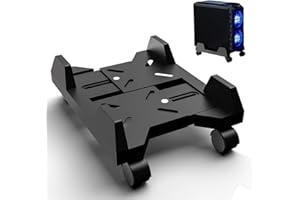 HOMURY Soporte para CPU móvil, soporte para PC para torre de PC, soporte de escritorio con 4 ruedas y base ajustable (negro)