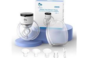 Bellababy Wearable Breast Pump, Portable Wireless Wearable Breast Pump with Touchscreen LCD Display 4 Modes & 6 Levels, (Extra Insert Size:17mm,19mm,21mm)