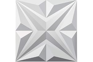 Art3dwallpanels 3D Wall Panels, Star Textured White PVC Wall Panels for Interior Wall Decor, Pack of 12 Tiles 32 Sq Ft