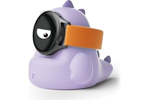 ELETIUO Ladeständer kompatibel mit Watch Series Ultra2/Ultra/9/8/SE2/7/6/SE/5/4/3/2/1 (38mm-49mm), Dinosaurier iWatch Ladehalter Dock, unterstützt Nachttisch-Modus, Lila