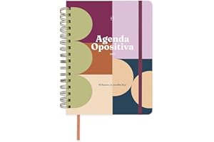 UO Agenda Anual 2026 Opositiva Semana Vista: Empieza en enero de 2026 y Acaba en diciembre de 2026, Tapa Dura, Incluye 127 Stickers, Goma elástica y Cinta de Registro, Multicolor