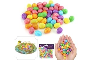 SRVERTEX 50PCS Mini Glitter Eggs for Easter, Glitter Easter Egg, Mini Eggs Foam Glittering Eggs Spring Party Favors Embellishments for Kids, Basket, Arts Easter Decorating Bonnets Craft Egg Hunt - 2cm