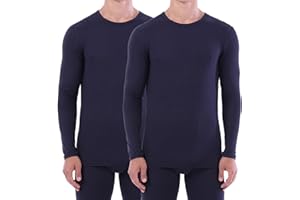LANBAOSI 2-pak męskiej bielizny termicznej topy zimowa ciepła ocieplacz do ciała z długim rękawem miękka koszulka baselayer