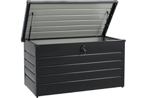 Juskys box di stoccaggio in metallo Limani 380 L – per esterni, impermeabile e chiudibile a chiave – contenitore da giardino per cuscini – antracite