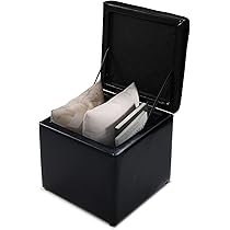 Pouf Contenitore Quadrato In Lino Grigio - Seduta, Poggiapiedi E Box 35L - Foto 10